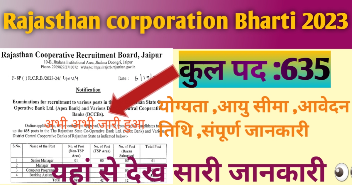 Rajasthan Cooperative Bank RCRB Recruitment 2023